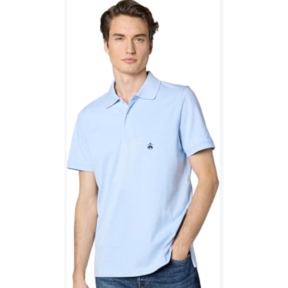 Brooks Brothers 1818 Performance Polo Shirt Mens Medium Slim Fit Light Blue